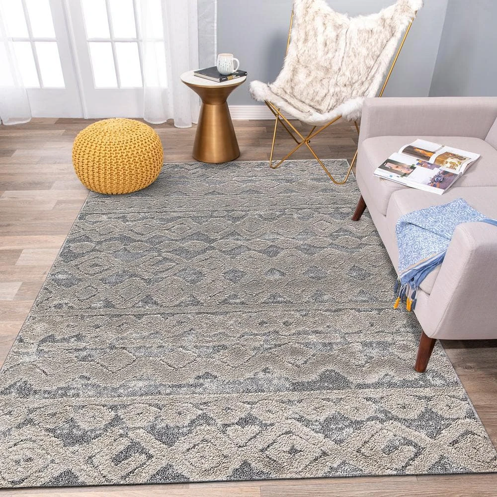 Modern Geometric Moroccan High-Low Beige 5 ft. x 7 ft. Area Rug by World Rug Gallery 6 Modern Geometric Moroccan High-Low Beige 5 ft. x 7 ft. Area Rug by World Rug Gallery - Image 6