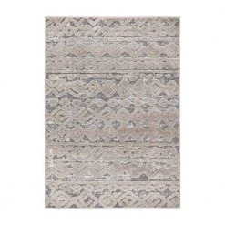 Modern Geometric Moroccan High-Low Beige 5 ft. x 7 ft. Area Rug by World Rug Gallery