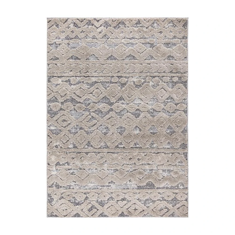 Modern Geometric Moroccan High-Low Beige 5 ft. x 7 ft. Area Rug by World Rug Gallery 1 Modern Geometric Moroccan High-Low Beige 5 ft. x 7 ft. Area Rug by World Rug Gallery