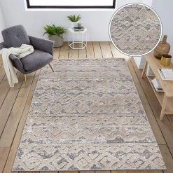 Modern Geometric Moroccan High-Low Beige 5 ft. x 7 ft. Area Rug by World Rug Gallery 12 Modern Geometric Moroccan High-Low Beige 5 ft. x 7 ft. Area Rug by World Rug Gallery -Shaw stor online beige world rug gallery area rugs 4011beige5x7 c3 1000