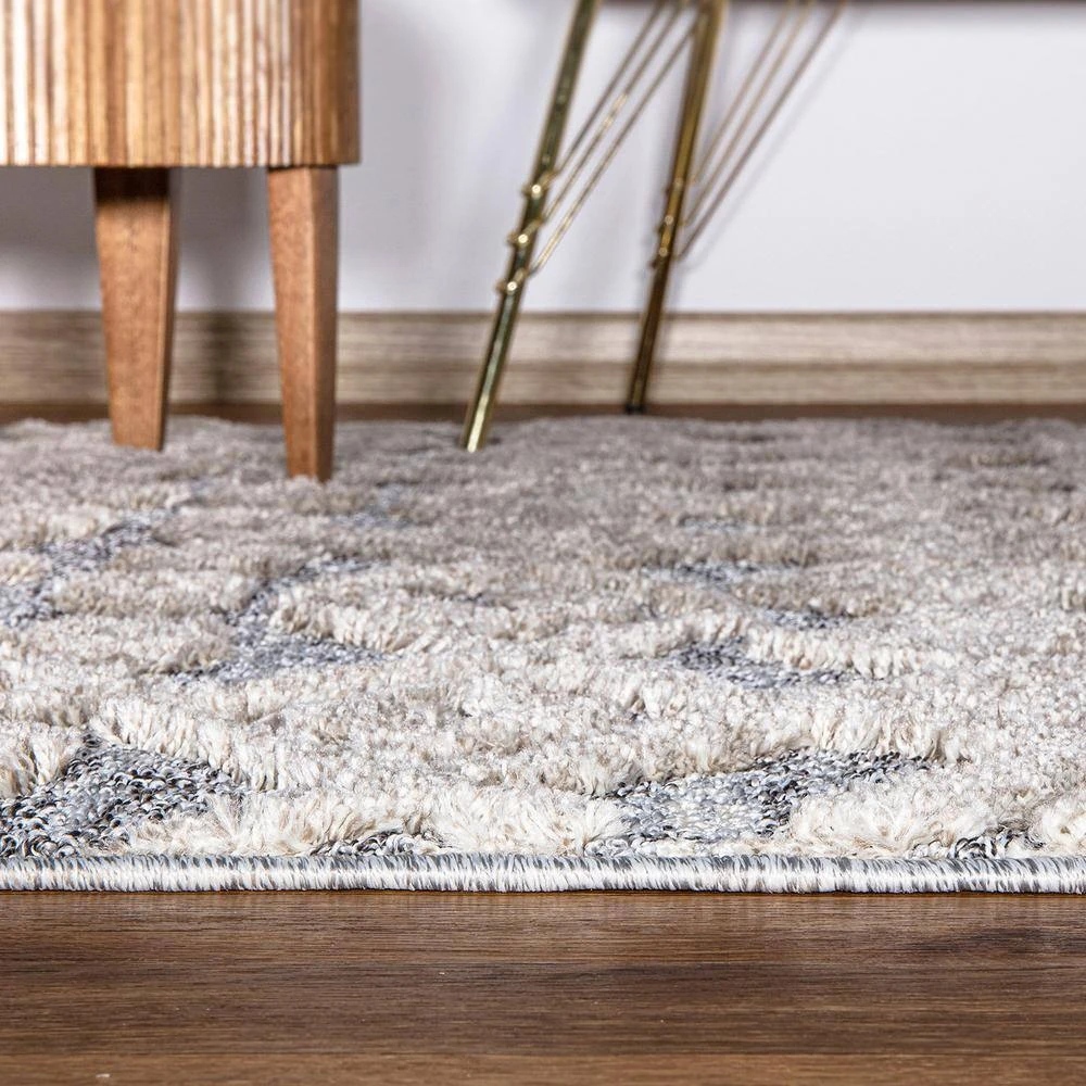 Modern Geometric Moroccan High-Low Beige 5 ft. x 7 ft. Area Rug by World Rug Gallery 2 Modern Geometric Moroccan High-Low Beige 5 ft. x 7 ft. Area Rug by World Rug Gallery - Image 2