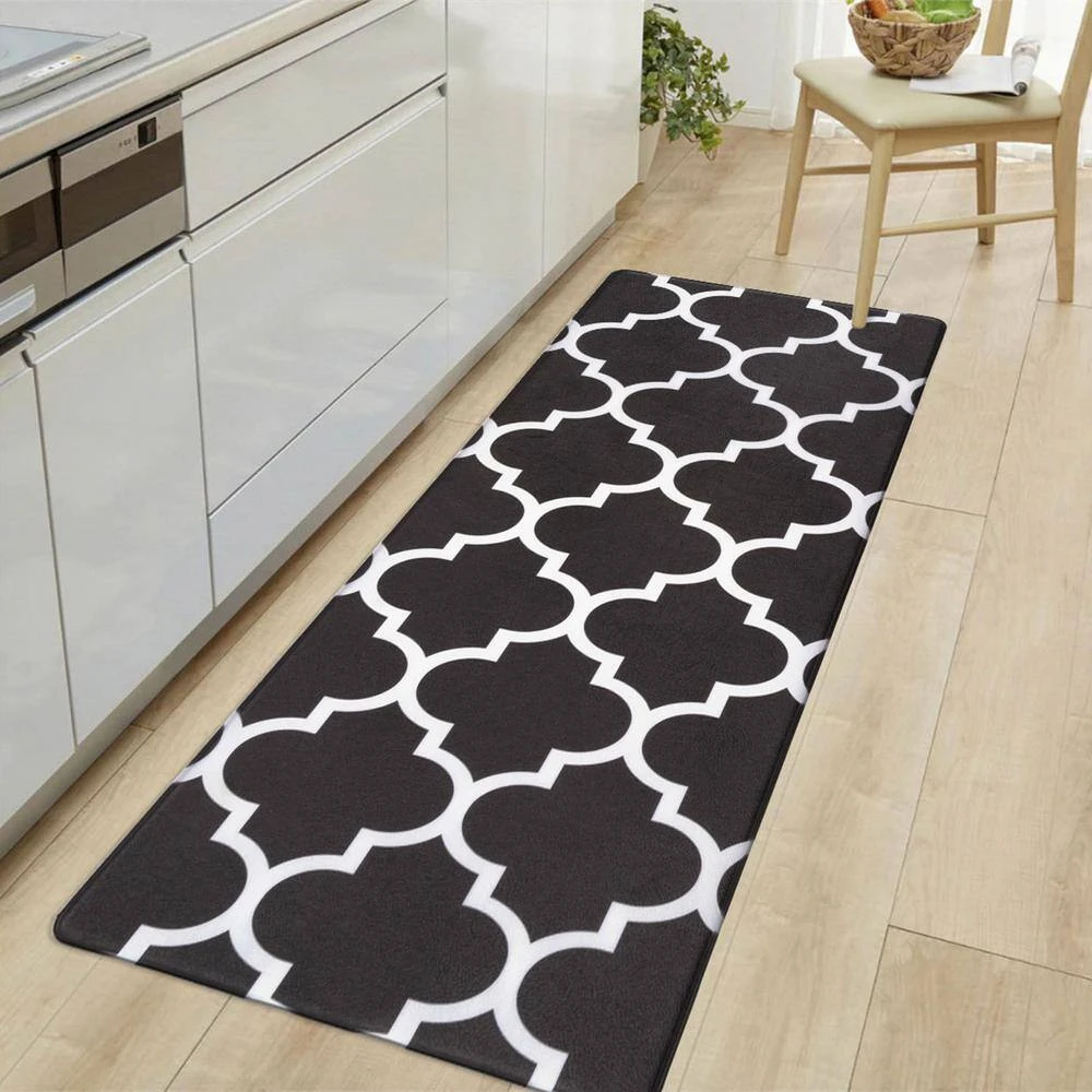 Black Contemporary Modern Moroccan Trellis 18 in. x 47 in. Anti Fatigue Standing Mat by World Rug Gallery 6 Black Contemporary Modern Moroccan Trellis 18 in. x 47 in. Anti Fatigue Standing Mat by World Rug Gallery - Image 6
