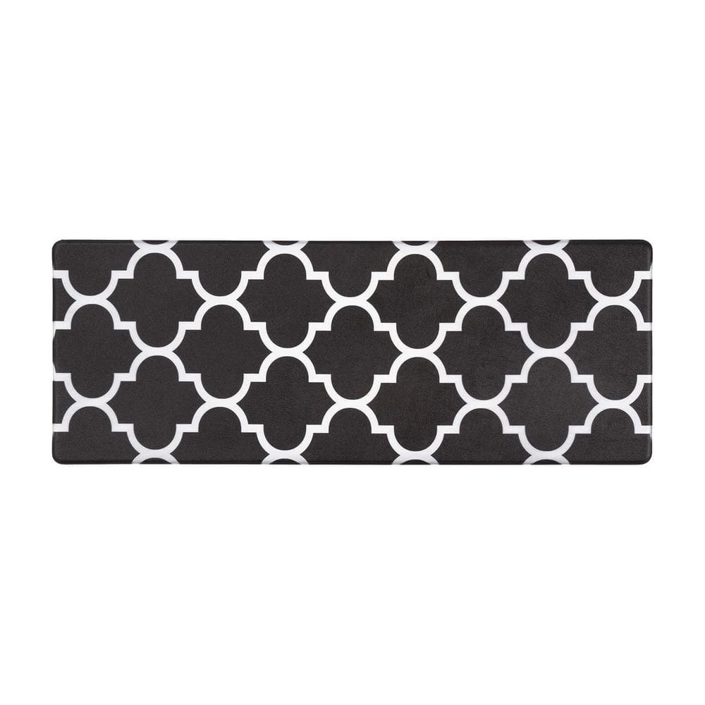 Black Contemporary Modern Moroccan Trellis 18 in. x 47 in. Anti Fatigue Standing Mat by World Rug Gallery 1 Black Contemporary Modern Moroccan Trellis 18 in. x 47 in. Anti Fatigue Standing Mat by World Rug Gallery