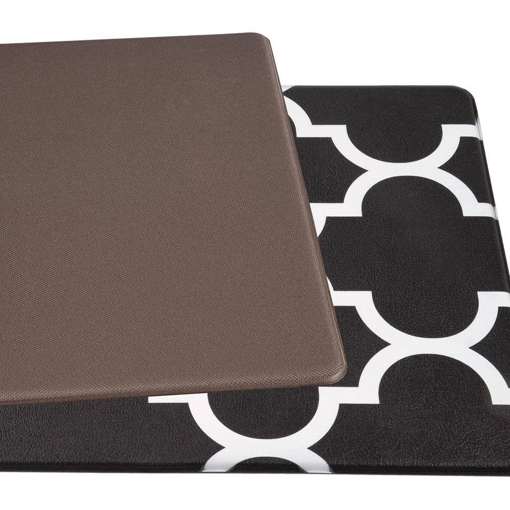 Black Contemporary Modern Moroccan Trellis 18 in. x 47 in. Anti Fatigue Standing Mat by World Rug Gallery 3 Black Contemporary Modern Moroccan Trellis 18 in. x 47 in. Anti Fatigue Standing Mat by World Rug Gallery - Image 3