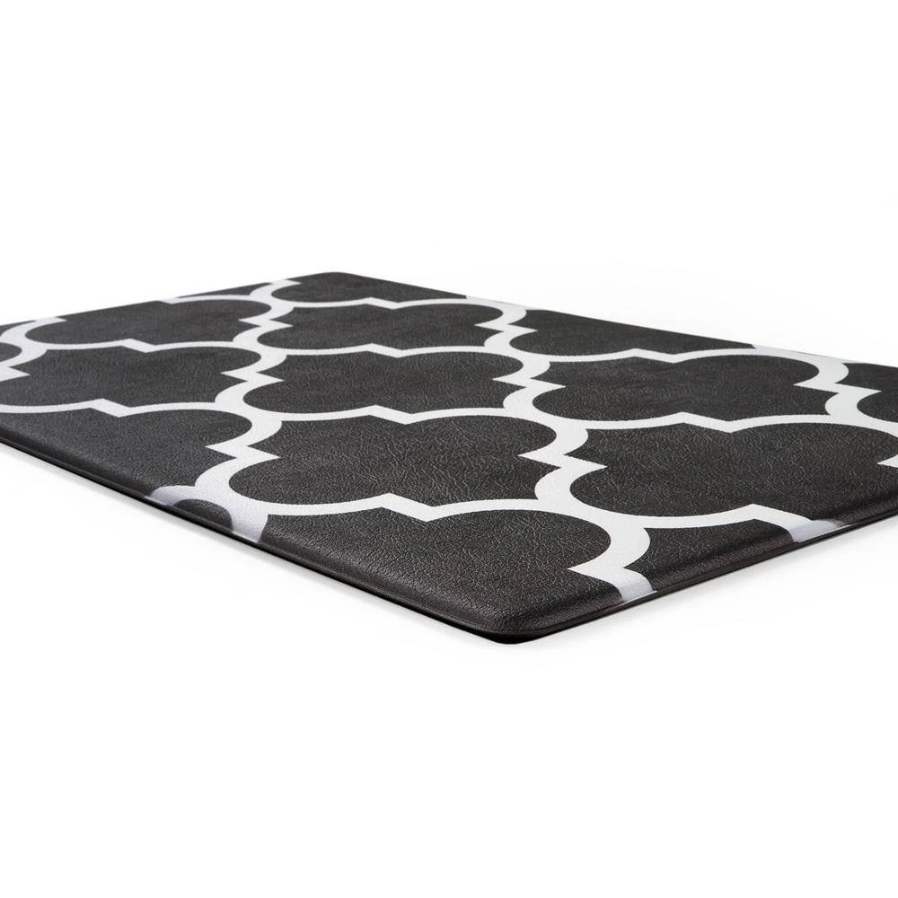Black Contemporary Modern Moroccan Trellis 18 in. x 47 in. Anti Fatigue Standing Mat by World Rug Gallery 2 Black Contemporary Modern Moroccan Trellis 18 in. x 47 in. Anti Fatigue Standing Mat by World Rug Gallery - Image 2