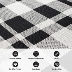Black 2 ft. x 7 ft. Contemporary Plaid Flatweave Waterproof Backyard Indoor/Outdoor Area Rug by World Rug Gallery 12 Black 2 ft. x 7 ft. Contemporary Plaid Flatweave Waterproof Backyard Indoor/Outdoor Area Rug by World Rug Gallery -Shaw stor online black world rug gallery outdoor rugs 5004black2x7 4f 1000
