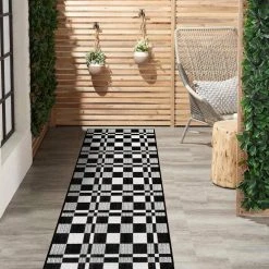 Black 2 ft. x 7 ft. Contemporary Plaid Flatweave Waterproof Backyard Indoor/Outdoor Area Rug by World Rug Gallery 11 Black 2 ft. x 7 ft. Contemporary Plaid Flatweave Waterproof Backyard Indoor/Outdoor Area Rug by World Rug Gallery -Shaw stor online black world rug gallery outdoor rugs 5004black2x7 c3 1000