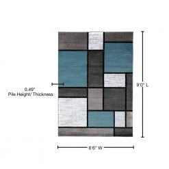 Contemporary Geometric Boxes Blue/Gray 6 ft. 6 in. x 9 ft. Indoor Area Rug by World Rug Gallery -Shaw stor online blue gray world rug gallery area rugs 106blue6x9 76 1000
