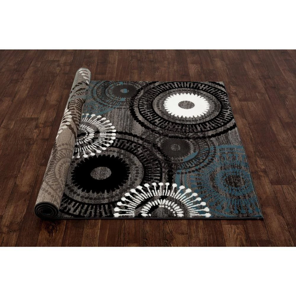 Contemporary Circles Blue Gray 6 ft. 6 in. x 9 ft. Area Rug by World Rug Gallery 3 Contemporary Circles Blue Gray 6 ft. 6 in. x 9 ft. Area Rug by World Rug Gallery - Image 3