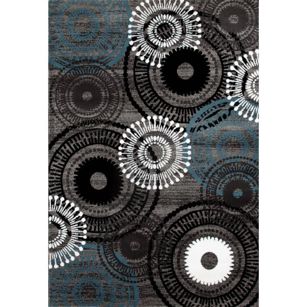 Contemporary Circles Blue Gray 6 ft. 6 in. x 9 ft. Area Rug by World Rug Gallery 1 Contemporary Circles Blue Gray 6 ft. 6 in. x 9 ft. Area Rug by World Rug Gallery