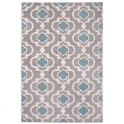 Contemporary Moroccan Trellis Gray/Blue 5 ft. 3 in. x 7 ft. 3 in. Indoor Area Rug by World Rug Gallery