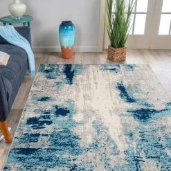 Distressed Contemporary Blue 7 ft. 10 in. x 10 ft. Area Rug by World Rug Gallery 11 Distressed Contemporary Blue 7 ft. 10 in. x 10 ft. Area Rug by World Rug Gallery -Shaw stor online blue world rug gallery area rugs 235blue8x10 31 1000
