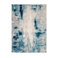 Distressed Contemporary Blue 7 ft. 10 in. x 10 ft. Area Rug by World Rug Gallery