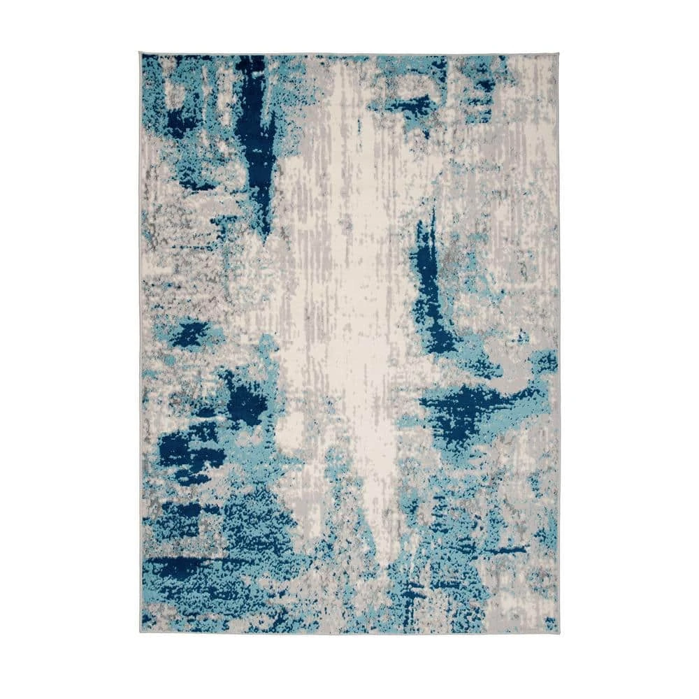 Distressed Contemporary Blue 7 ft. 10 in. x 10 ft. Area Rug by World Rug Gallery 1 Distressed Contemporary Blue 7 ft. 10 in. x 10 ft. Area Rug by World Rug Gallery