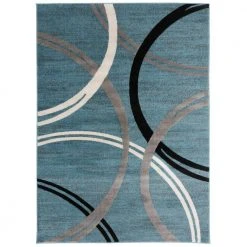 Modern Abstract Circles Blue 7 ft. 10 in. x 10 ft. 2 in. Indoor Area Rug by World Rug Gallery