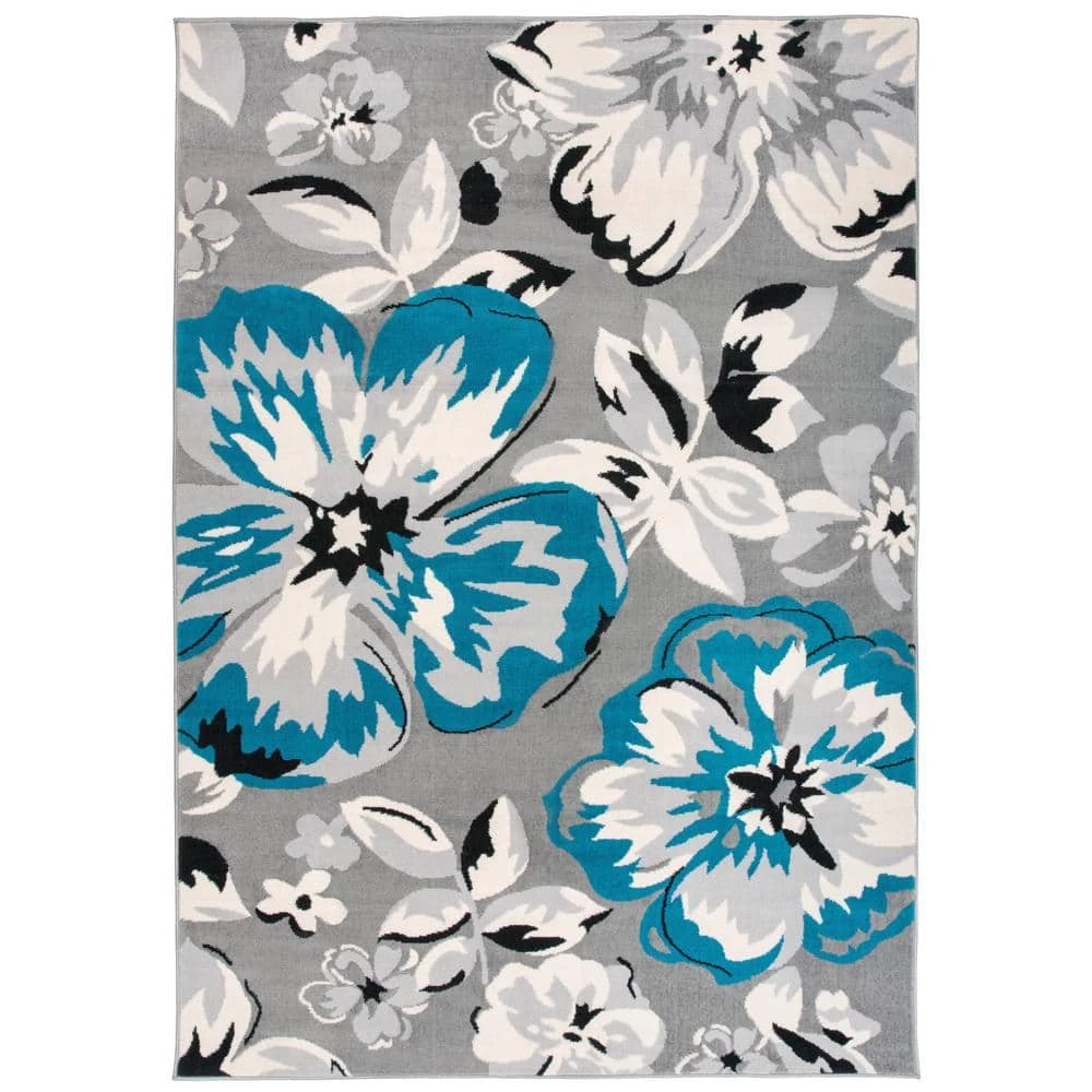 Modern Contemporary Floral Design Blue 9 ft. x 12 ft. Indoor Area Rug by World Rug Gallery 1 Modern Contemporary Floral Design Blue 9 ft. x 12 ft. Indoor Area Rug by World Rug Gallery