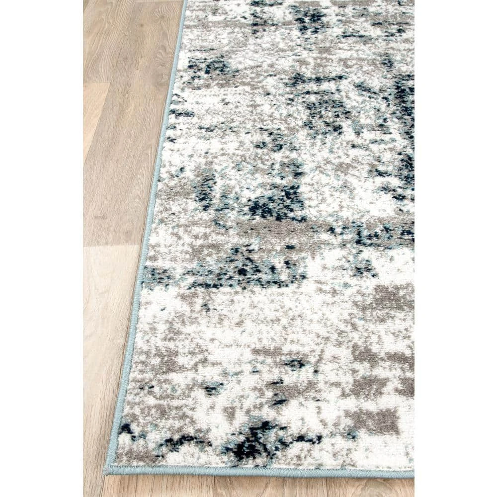 Distressed Modern Abstract Blue 7 ft. 10 in. x 10 ft. Area Rug by World Rug Gallery 6 Distressed Modern Abstract Blue 7 ft. 10 in. x 10 ft. Area Rug by World Rug Gallery - Image 6