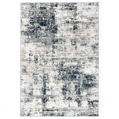 Distressed Modern Abstract Blue 7 ft. 10 in. x 10 ft. Area Rug by World Rug Gallery