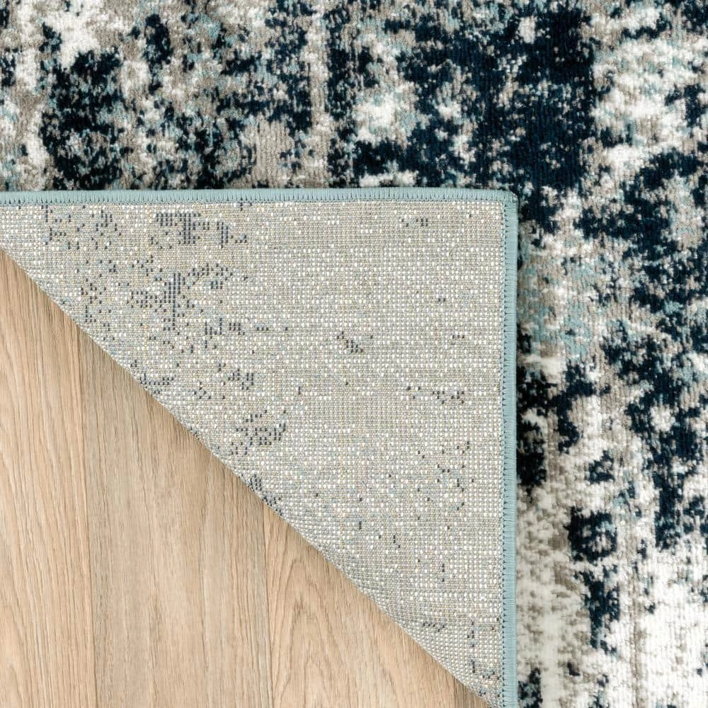 Distressed Modern Abstract Blue 7 ft. 10 in. x 10 ft. Area Rug by World Rug Gallery 3 Distressed Modern Abstract Blue 7 ft. 10 in. x 10 ft. Area Rug by World Rug Gallery - Image 3