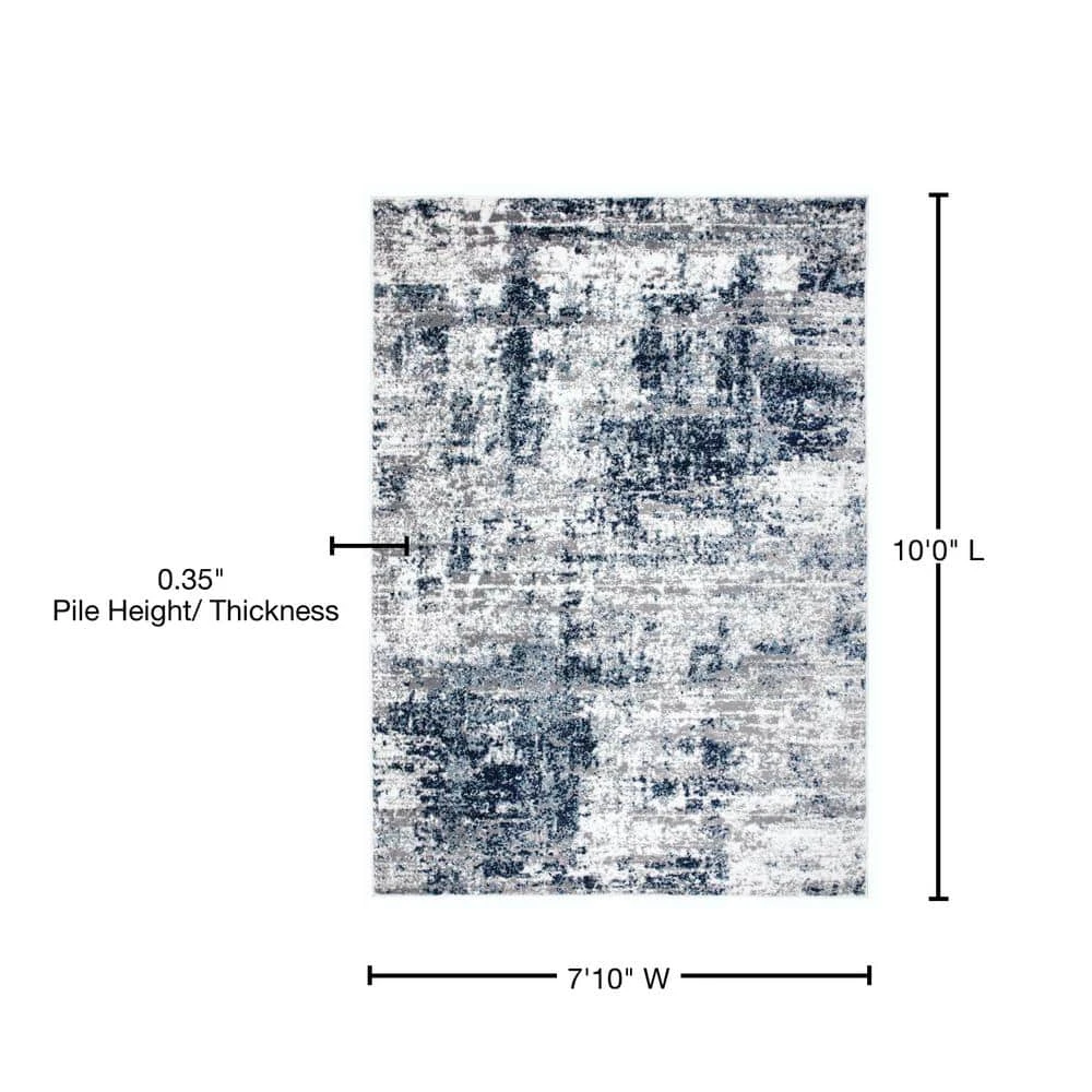 Distressed Modern Abstract Blue 7 ft. 10 in. x 10 ft. Area Rug by World Rug Gallery 7 Distressed Modern Abstract Blue 7 ft. 10 in. x 10 ft. Area Rug by World Rug Gallery - Image 7