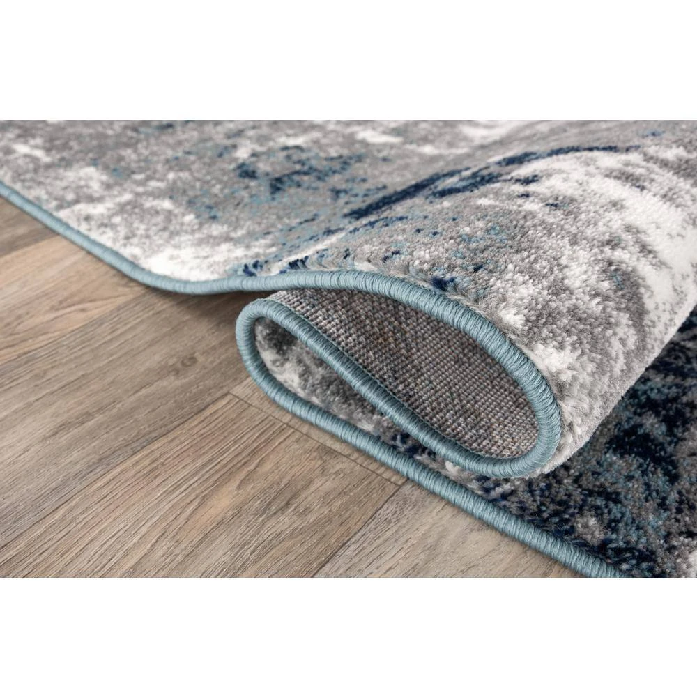 Contemporary Abstract Blue 7 ft. 10 in. x 10 ft. Area Rug by World Rug Gallery 5 Contemporary Abstract Blue 7 ft. 10 in. x 10 ft. Area Rug by World Rug Gallery - Image 5