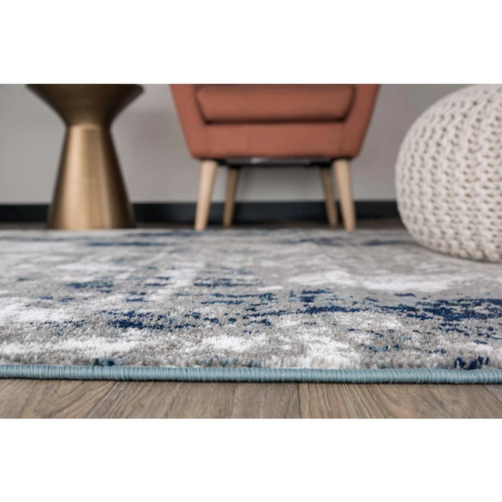 Contemporary Abstract Blue 7 ft. 10 in. x 10 ft. Area Rug by World Rug Gallery 4 Contemporary Abstract Blue 7 ft. 10 in. x 10 ft. Area Rug by World Rug Gallery - Image 4