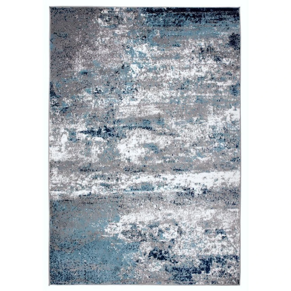 Distressed Modern Abstract Watercolor Blue 7 ft. 10 in. x 10 ft. Area Rug by World Rug Gallery 1 Distressed Modern Abstract Watercolor Blue 7 ft. 10 in. x 10 ft. Area Rug by World Rug Gallery