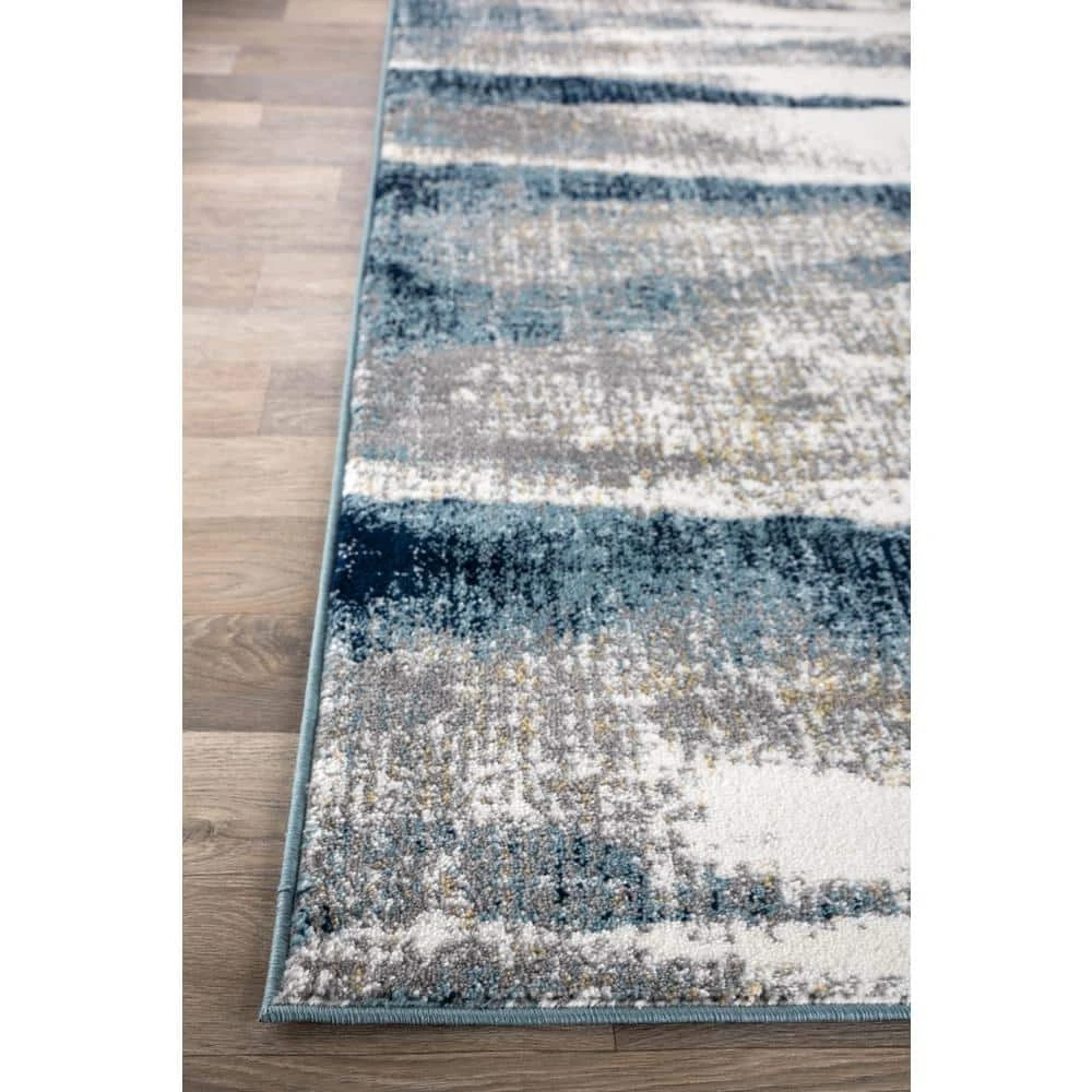 Contemporary Abstract Waves Blue 7 ft. 10 in. x 10 ft. Area Rug by World Rug Gallery 6 Contemporary Abstract Waves Blue 7 ft. 10 in. x 10 ft. Area Rug by World Rug Gallery - Image 6
