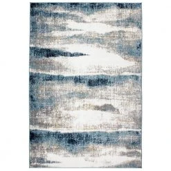 Contemporary Abstract Waves Blue 7 ft. 10 in. x 10 ft. Area Rug by World Rug Gallery
