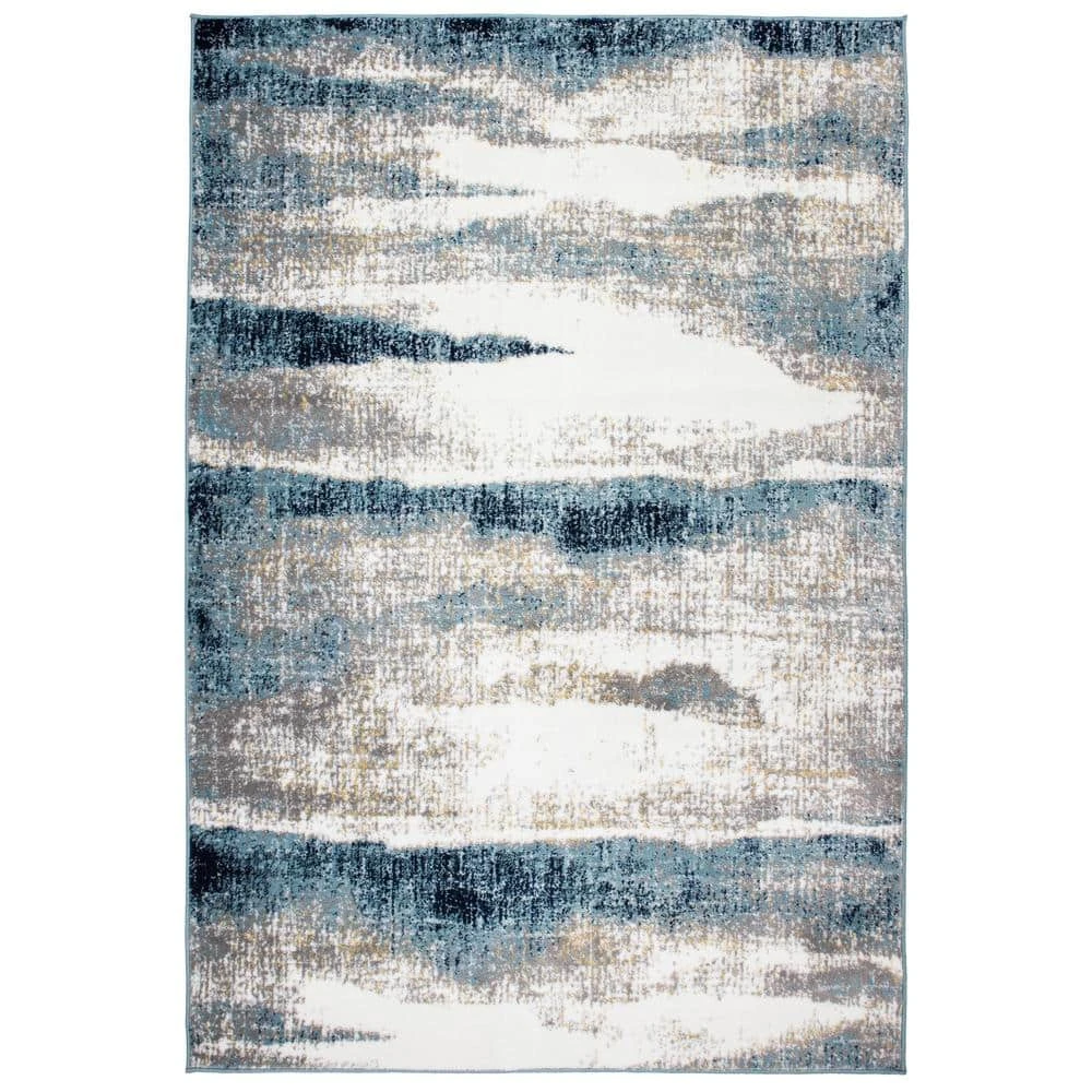 Contemporary Abstract Waves Blue 7 ft. 10 in. x 10 ft. Area Rug by World Rug Gallery 1 Contemporary Abstract Waves Blue 7 ft. 10 in. x 10 ft. Area Rug by World Rug Gallery