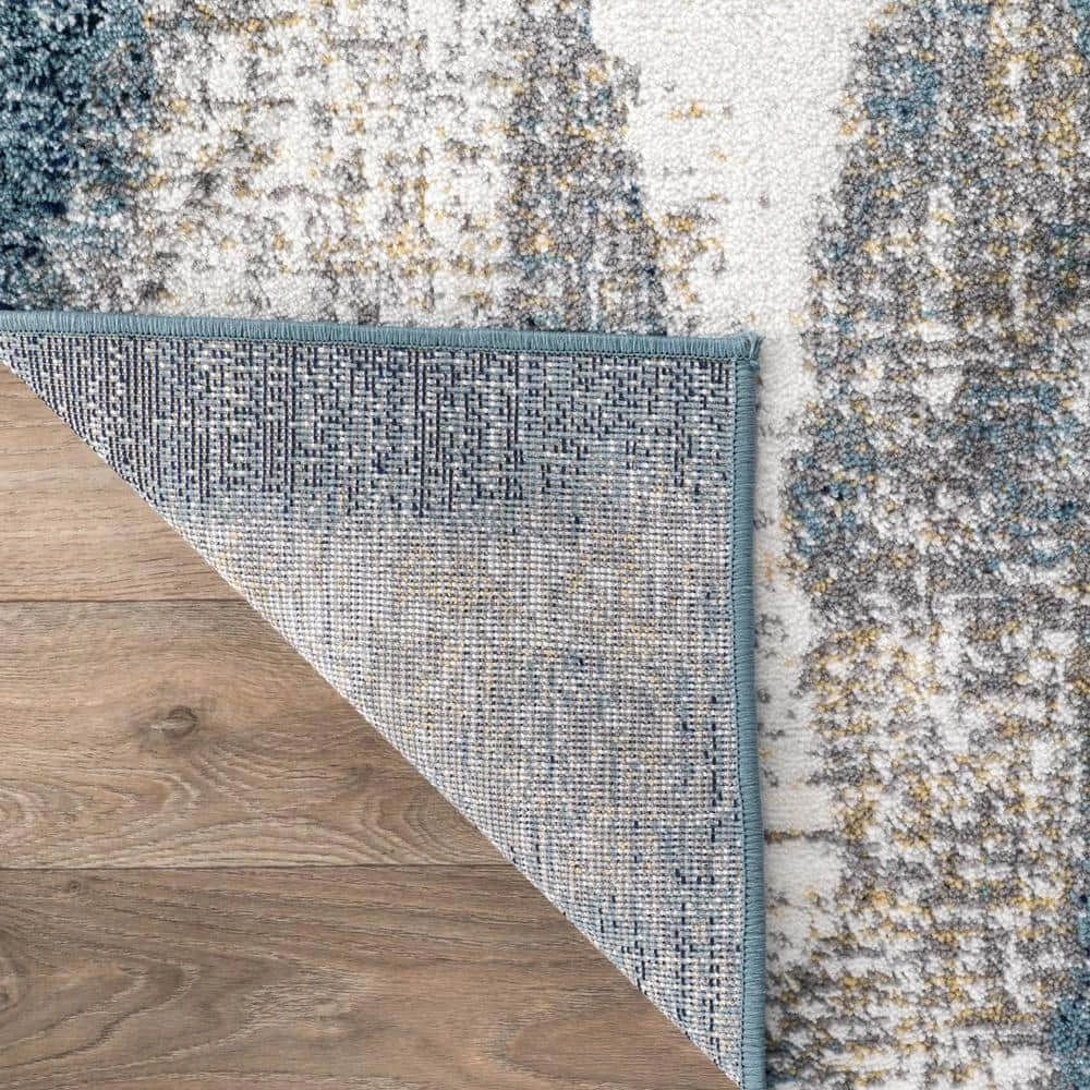 Contemporary Abstract Waves Blue 7 ft. 10 in. x 10 ft. Area Rug by World Rug Gallery 3 Contemporary Abstract Waves Blue 7 ft. 10 in. x 10 ft. Area Rug by World Rug Gallery - Image 3