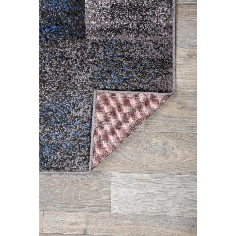 Contemporary Distressed Boxes Blue 7 ft. 10 in. x 10 ft. Indoor Area Rug by World Rug Gallery 2 Contemporary Distressed Boxes Blue 7 ft. 10 in. x 10 ft. Indoor Area Rug by World Rug Gallery - Image 2