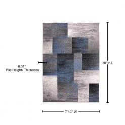 Contemporary Distressed Boxes Blue 7 ft. 10 in. x 10 ft. Indoor Area Rug by World Rug Gallery 8 Contemporary Distressed Boxes Blue 7 ft. 10 in. x 10 ft. Indoor Area Rug by World Rug Gallery -Shaw stor online blue world rug gallery area rugs 956 blue 8x10 76 1000