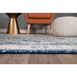 Traditional Distressed Medallion Area Rug 5' x 7' Blue by World Rug Gallery -Shaw stor online blue world rug gallery area rugs mon830blue5x7 c3 1000