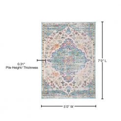 Vintage Traditional Bohemian 5 ft. x 7 ft. Blue Area Rug by World Rug Gallery -Shaw stor online blue world rug gallery area rugs mon837blue5x7 76 1000