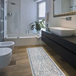 Traditional Bohemian Blue 18 in. x 47 in. Anti-Fatigue Standing Mat by World Rug Gallery 10 Traditional Bohemian Blue 18 in. x 47 in. Anti-Fatigue Standing Mat by World Rug Gallery -Shaw stor online blue world rug gallery kitchen mats 1003blue18x47 1f 1000