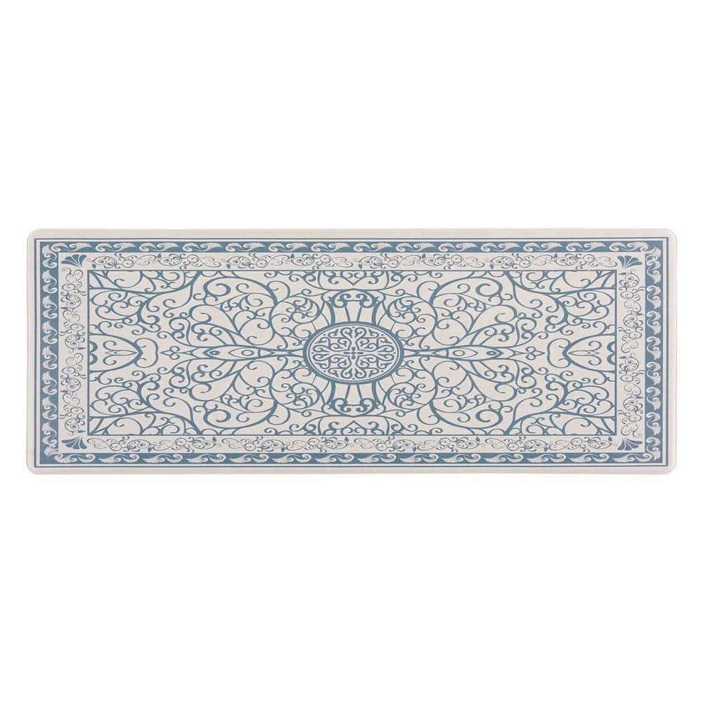 Traditional Bohemian Blue 18 in. x 47 in. Anti-Fatigue Standing Mat by World Rug Gallery 1 Traditional Bohemian Blue 18 in. x 47 in. Anti-Fatigue Standing Mat by World Rug Gallery