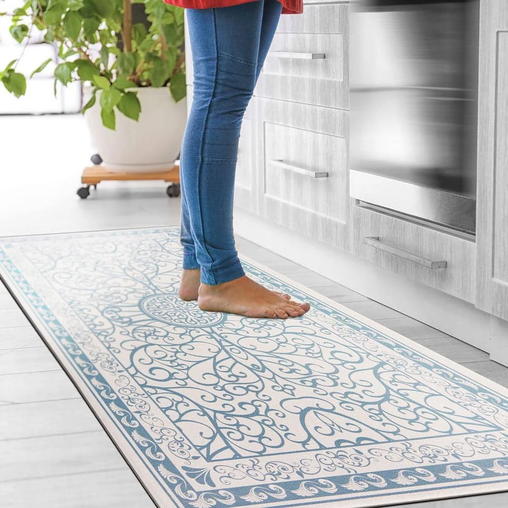 Traditional Bohemian Blue 18 in. x 47 in. Anti-Fatigue Standing Mat by World Rug Gallery 3 Traditional Bohemian Blue 18 in. x 47 in. Anti-Fatigue Standing Mat by World Rug Gallery - Image 3