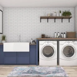 Contemporary Marble Blue 18 in. x 47 in. Anti-Fatigue Standing Mat by World Rug Gallery -Shaw stor online blue world rug gallery kitchen mats 1016blue18x47 4f 1000