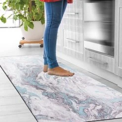 Contemporary Marble Blue 18 in. x 47 in. Anti-Fatigue Standing Mat by World Rug Gallery -Shaw stor online blue world rug gallery kitchen mats 1016blue18x47 c3 1000