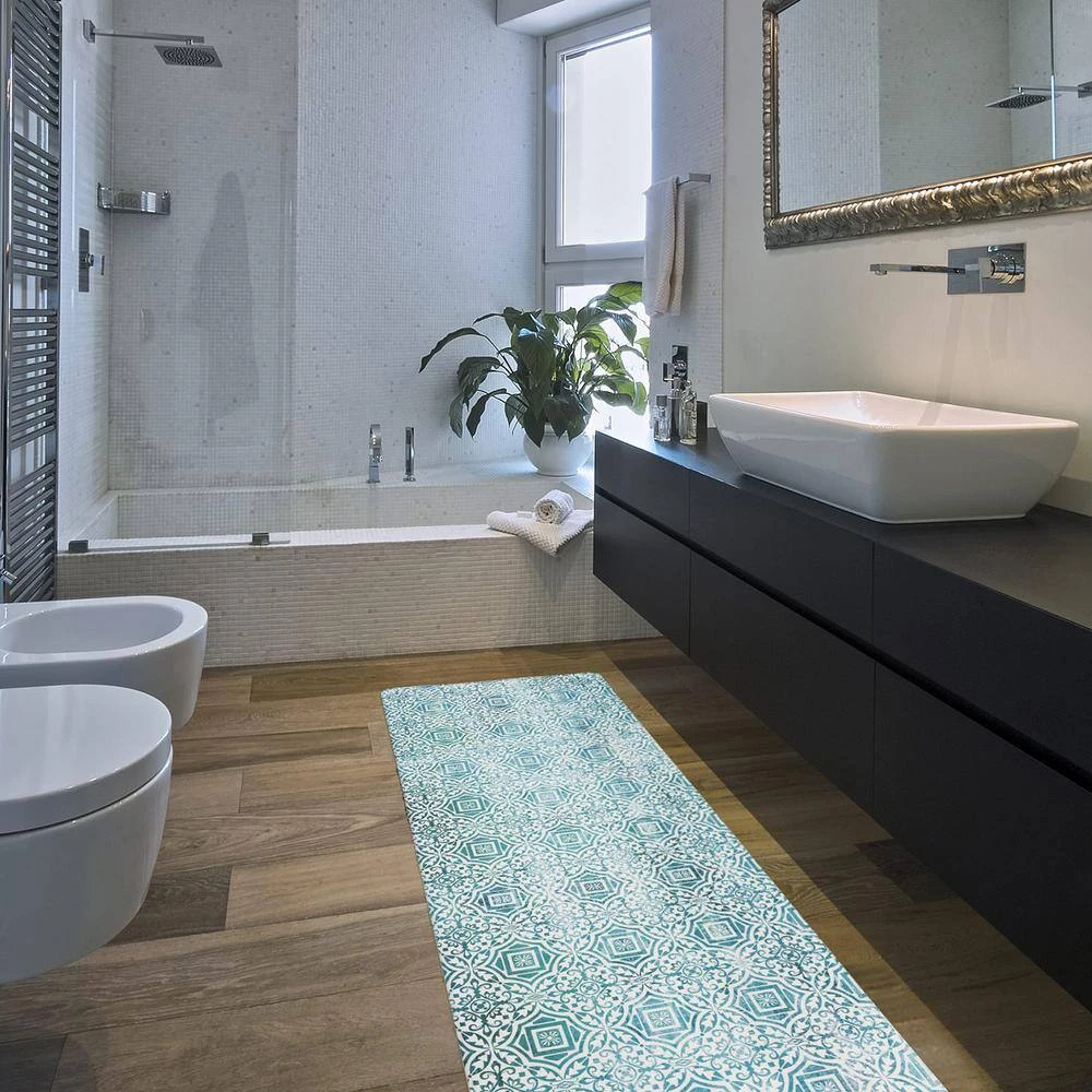 Boho Tile Blue 18 in. x 47 in. Anti-Fatigue Standing Mat by World Rug Gallery 5 Boho Tile Blue 18 in. x 47 in. Anti-Fatigue Standing Mat by World Rug Gallery - Image 5