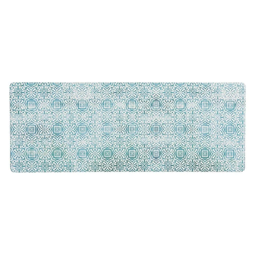 Boho Tile Blue 18 in. x 47 in. Anti-Fatigue Standing Mat by World Rug Gallery 1 Boho Tile Blue 18 in. x 47 in. Anti-Fatigue Standing Mat by World Rug Gallery