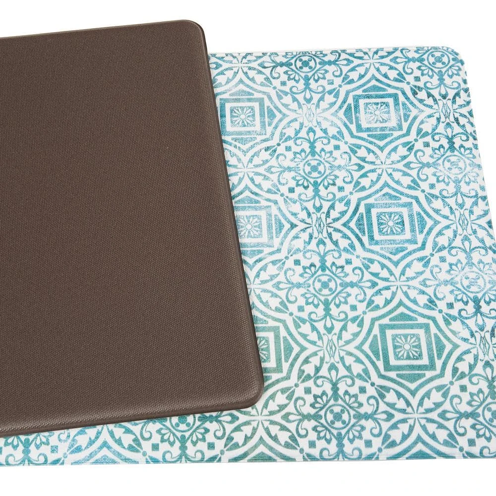 Boho Tile Blue 18 in. x 47 in. Anti-Fatigue Standing Mat by World Rug Gallery 2 Boho Tile Blue 18 in. x 47 in. Anti-Fatigue Standing Mat by World Rug Gallery - Image 2