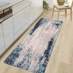 Blue Contemporary Abstract 18 in. x 47 in. Anti Fatigue Standing Mat by World Rug Gallery 11 Blue Contemporary Abstract 18 in. x 47 in. Anti Fatigue Standing Mat by World Rug Gallery -Shaw stor online blue world rug gallery kitchen mats 788blue18x47 31 1000