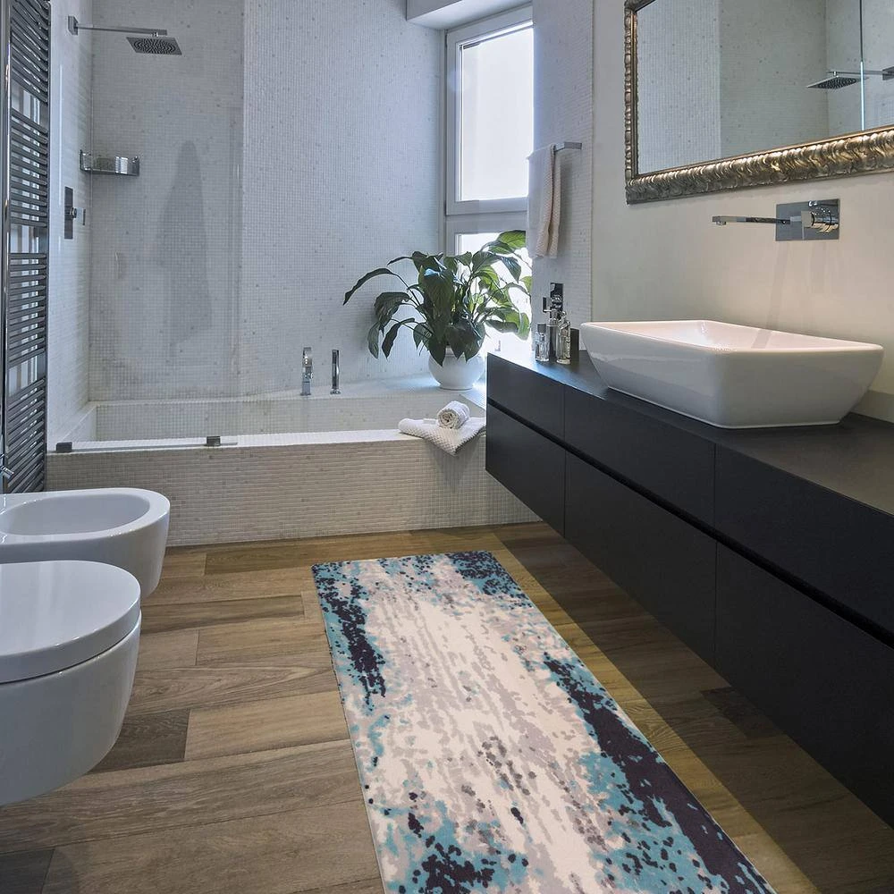 Blue Contemporary Abstract 18 in. x 47 in. Anti Fatigue Standing Mat by World Rug Gallery 5 Blue Contemporary Abstract 18 in. x 47 in. Anti Fatigue Standing Mat by World Rug Gallery - Image 5