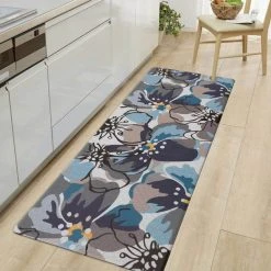 Blue 18 in. x 47 in. Modern Large Floral Anti Fatigue Standing Mat by World Rug Gallery 11 Blue 18 in. x 47 in. Modern Large Floral Anti Fatigue Standing Mat by World Rug Gallery -Shaw stor online blue world rug gallery kitchen mats 997blue18x47 31 1000