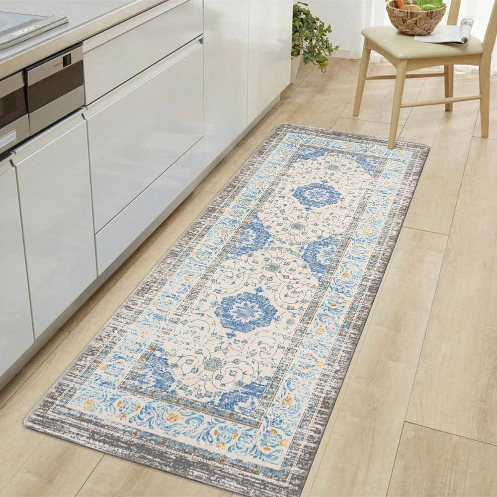 Blue 18 in. x 47 in. Persian Traditional Anti Fatigue Standing Mat by World Rug Gallery 6 Blue 18 in. x 47 in. Persian Traditional Anti Fatigue Standing Mat by World Rug Gallery - Image 6