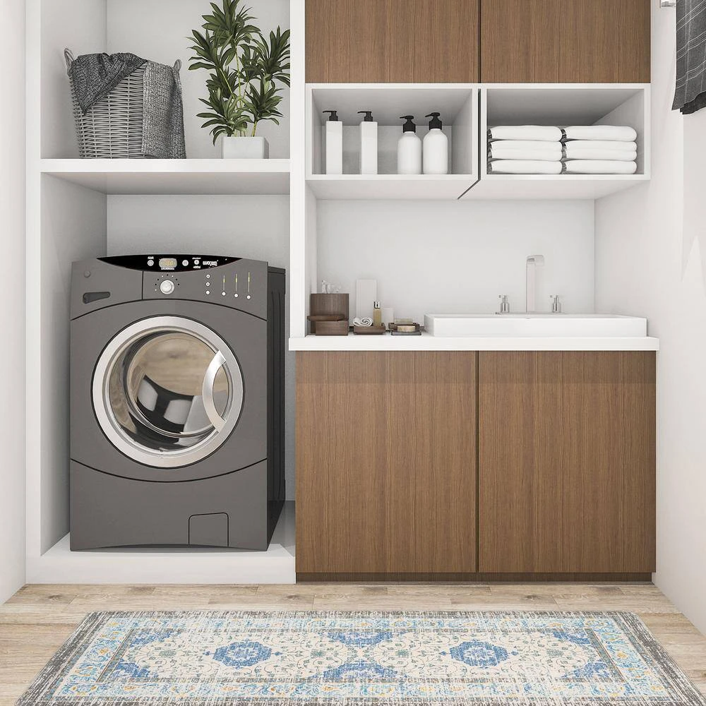 Blue 18 in. x 47 in. Persian Traditional Anti Fatigue Standing Mat by World Rug Gallery 4 Blue 18 in. x 47 in. Persian Traditional Anti Fatigue Standing Mat by World Rug Gallery - Image 4