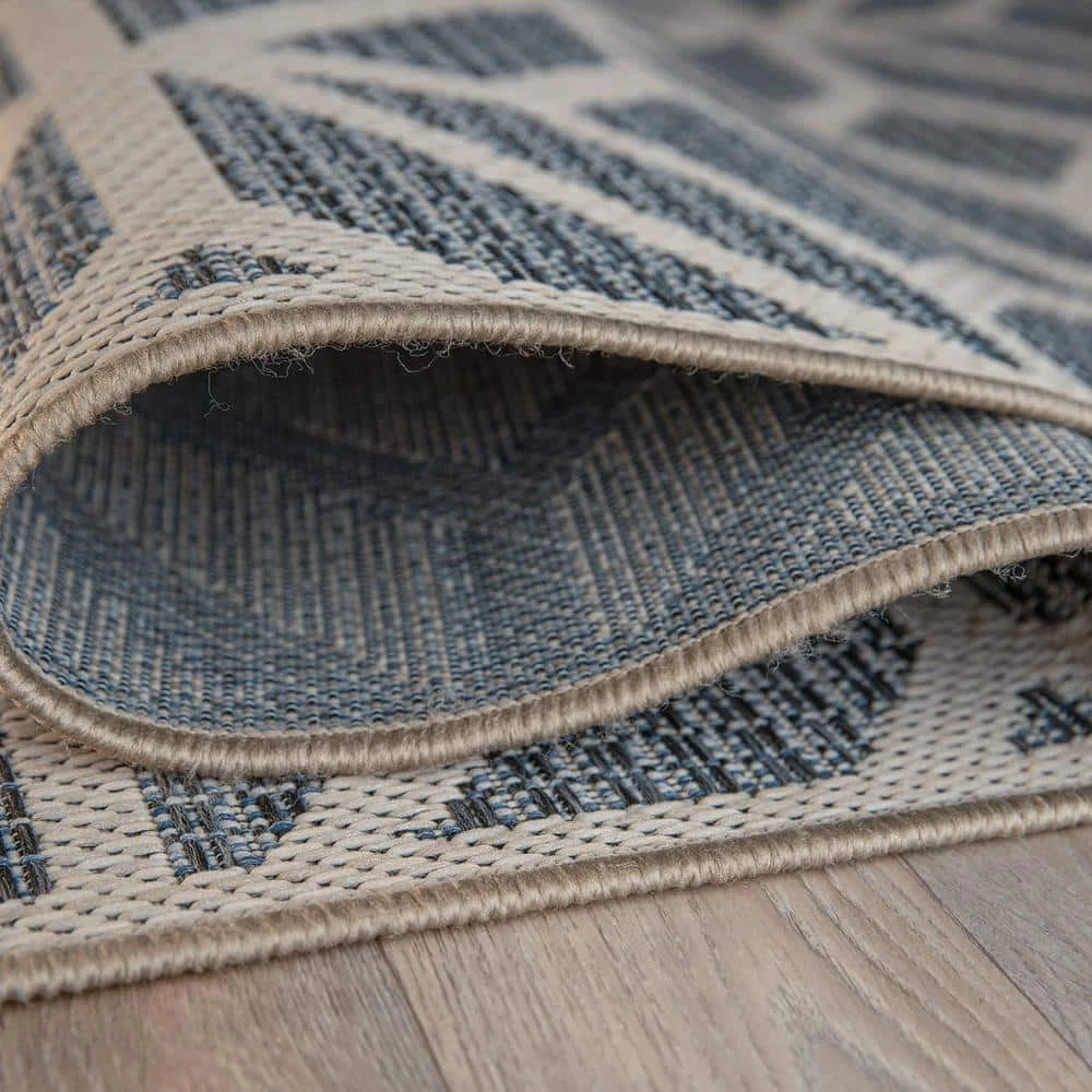 Bahama Blue 7 ft. 10 in. x 10 ft. Modern Contemporary Geometric Indoor/Outdoor Area Rug by World Rug Gallery 4 Bahama Blue 7 ft. 10 in. x 10 ft. Modern Contemporary Geometric Indoor/Outdoor Area Rug by World Rug Gallery - Image 4