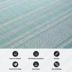 Blue 2 ft. x 7 ft. Contemporary Bohemain Striped Indoor/Outdoor Area Rug by World Rug Gallery -Shaw stor online blue world rug gallery outdoor rugs 5005blue2x7 4f 1000